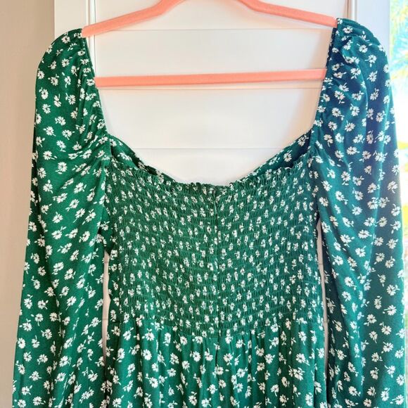 Reformation Mochi Long Sleeve Mini Dress Chive Green & White Floral size 6 NWT - Picture 11 of 13